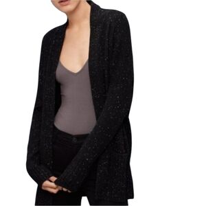 Aritzia Talula Speckled Knit Cardigan Black Angora Cashmere Wool Womens XXS